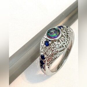 Mystic Topaz, and Tanzanite 925 marked ring size 6 1/2